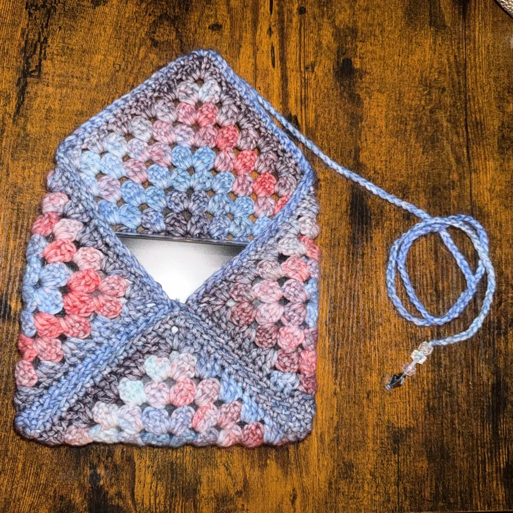 Multicolor Crochet Pouch for kindle or E-reader or small book